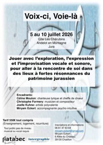 Affiche pour un stage à Andelot du 5 au 10 juillet 2026
