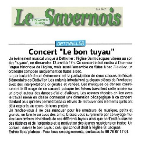 Article de presse concernant un concert de l'orchestre Fiatabec