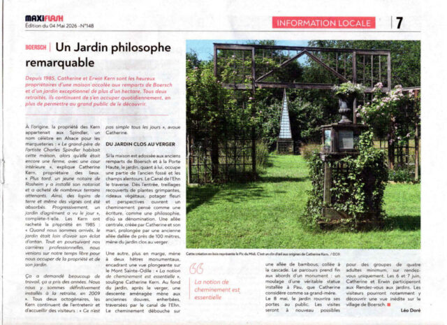 Article de journal concernant le Jardin philosophe à Boersch