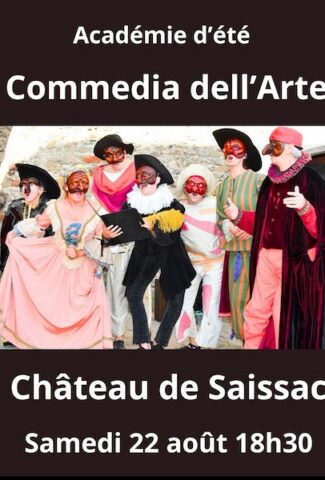 Affiche pour un spectacle de Commedia dell'Arte en août 2026